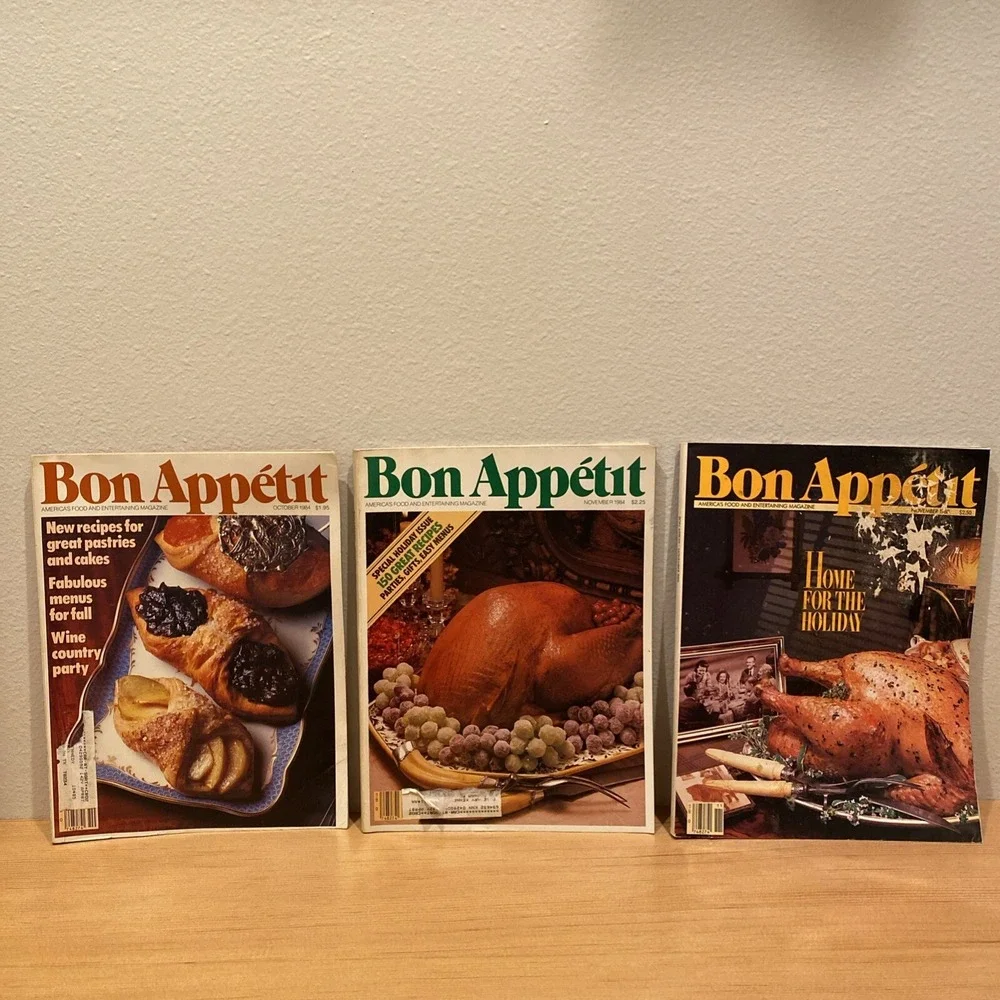 VINTAGE Lot of 3 ISSUES of BON‎ APPETIT Magazine Nov 1988, Oct Nov 1984